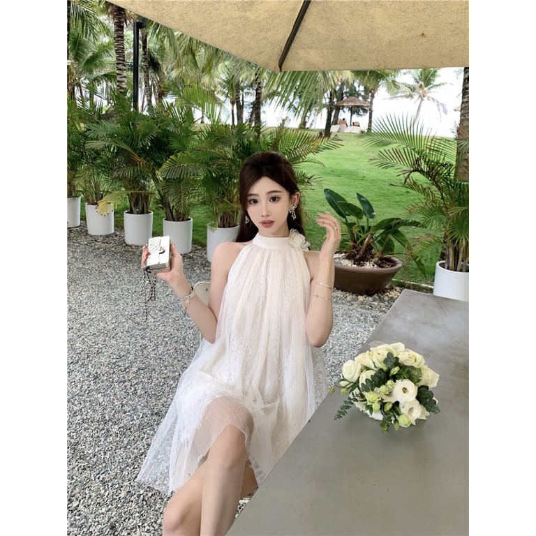 Đầm Chữ a Phối Ren Trễ Vai Thời Trang Mùa Xuân Cao Cấp Cho Nữ