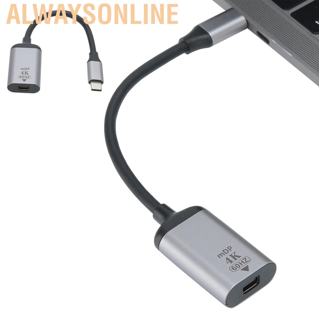 Alwaysonline Professional Portable Type‑C Male to Mini DP Adapter Cable Accessory for Windows