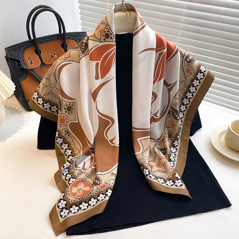 Khăn Choàng Cổ Hình Vuông Cỡ Lớn 90cm Chống Nắng Trang Trí Hàng Trăm Trăm Khăn Quàng Cổ Bằng Lụa Mới Cho Bạn Nữ