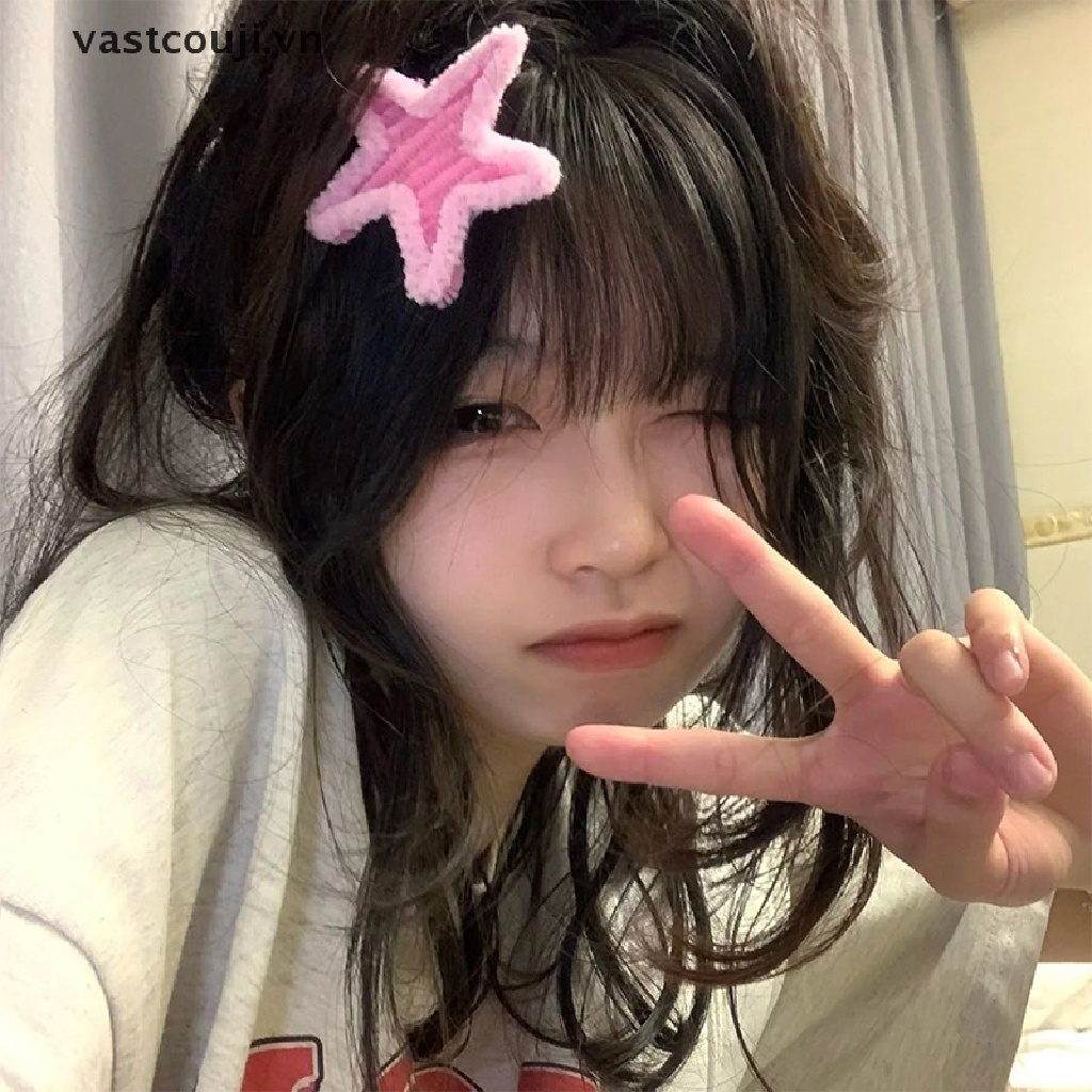 Kẹp Tóc Hình Ngôi Sao Phối Lông Phong Cách Lolita Y2k
