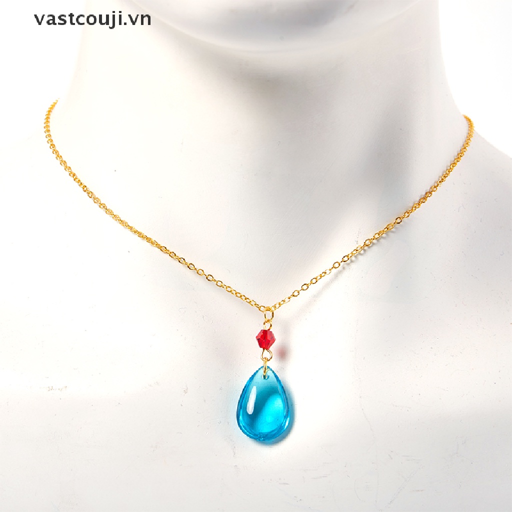 Vòng cổ Mặt Hình Giọt Nước Đính Đá Pha Lê Xanh Dương Thời Trang Cho Nữ