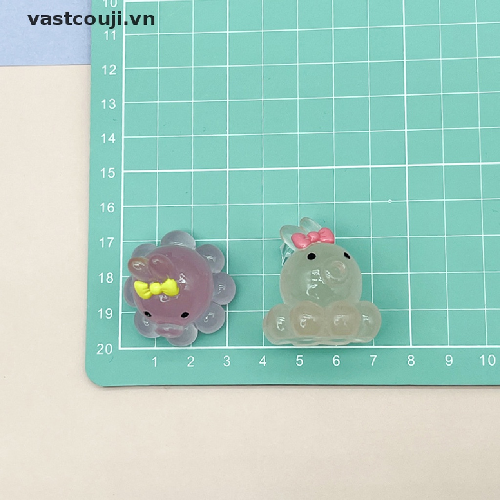 Bộ 2 Tượng Bạch Tuộc Mini Bằng Nhựa Resin Phát Quang Trang Trí Bảng Điều Khiển Xe Hơi DIY