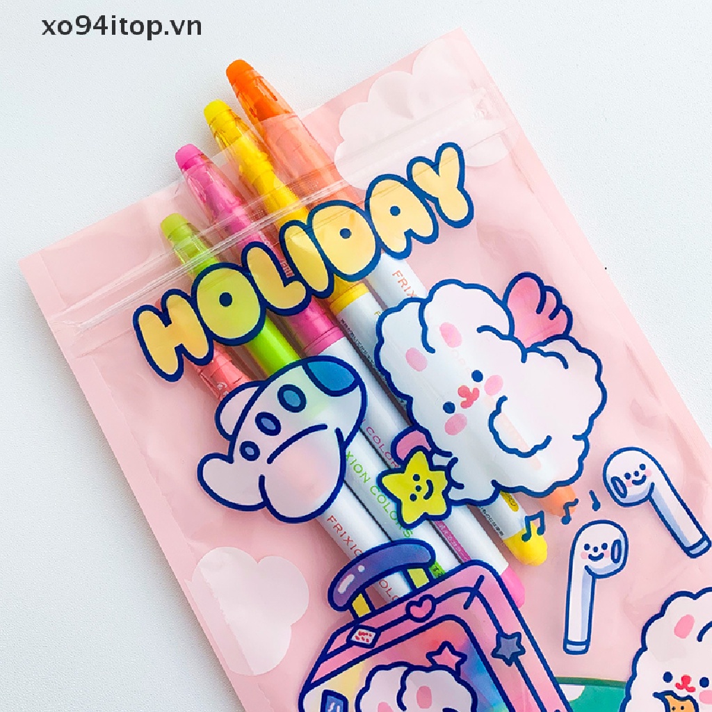 Xoitop Set 5 Túi Zip Bằng Nhựa PVC Trong Suốt Đựng Bánh Kẹo Trang Sức Hình Thỏ Hoạt Hình Dễ Thương