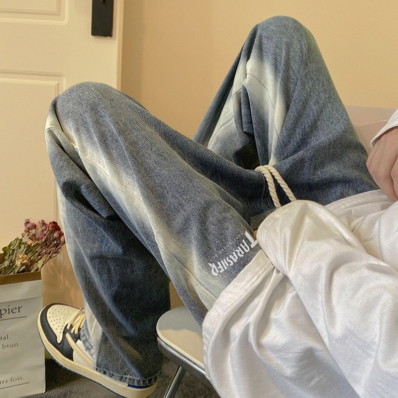 Quần Jean Dài Dáng Rộng Màu Gradient Thời Trang Cá Tính Cho Nam