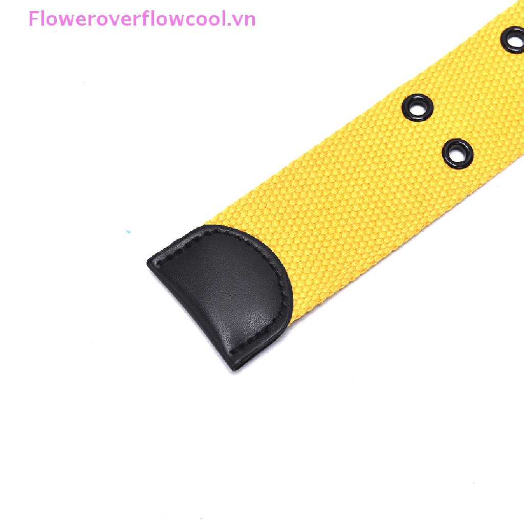 Thắt Lưng Vải Canvas Phối Hai Hàng Nút Lỗ Phong Cách Harajuku Mới Cho Nam Và Nữ