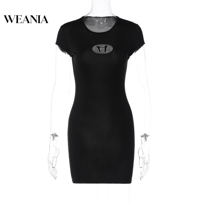 Đầm Tay Ngắn Cổ Tròn Thêu Họa Tiết Quyến Rũ Thời Trang Cho Nữ