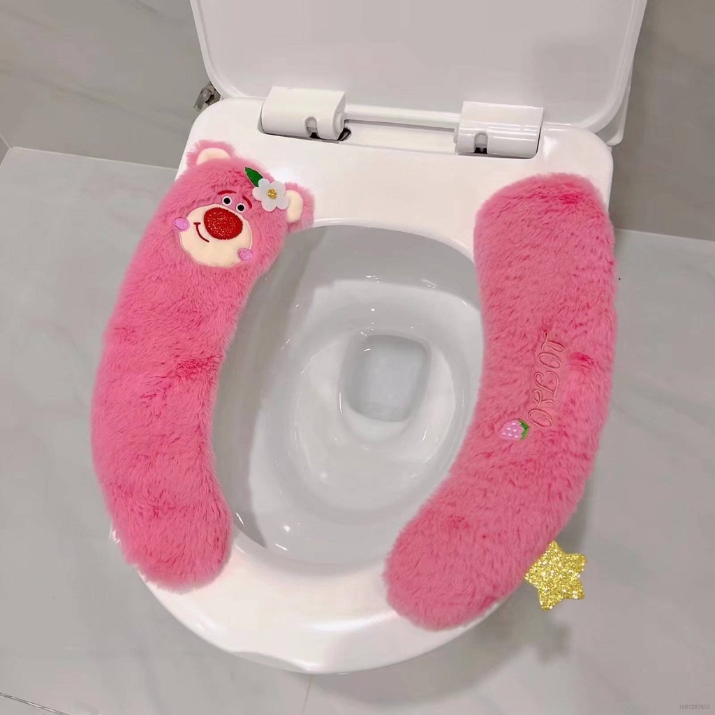 DISNEY Thảm Lót Bồn Cầu Họa Tiết Hoạt Hình Toy Story Lotso Nhồi Bông Giữ Ấm Mùa Đông Trang Trí Nhà Cửa