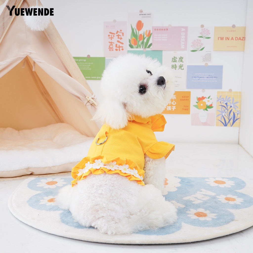Yue.z Trang Phục Áo Thun Họa Tiết Hoa Màu Trắng Cỡ Nhỏ / Trung Bình / Nhỏ Thời Trang Cho Thú Cưng