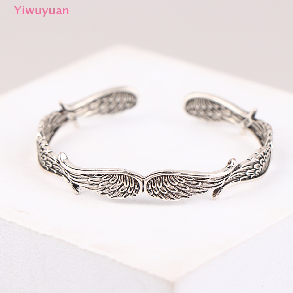 &lt; Yiwuyuan &gt; Vòng Tay Hở Kim Loại Thiết Kế Cánh Thiên Thần Sáng Tạo Phong Cách Retro Thích Hợp Làm Quà Tặng Cho Nam Và Nữ