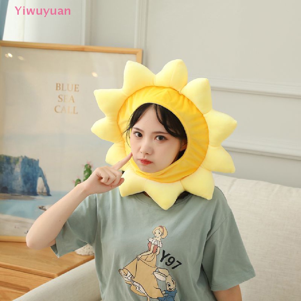 < Yiwuyuan > Mũ Đội Đầu Hình Hoa Hướng Dương Lông Xù Làm Đạo Cụ Chụp Ảnh Đầu Hoạt Hình Mới