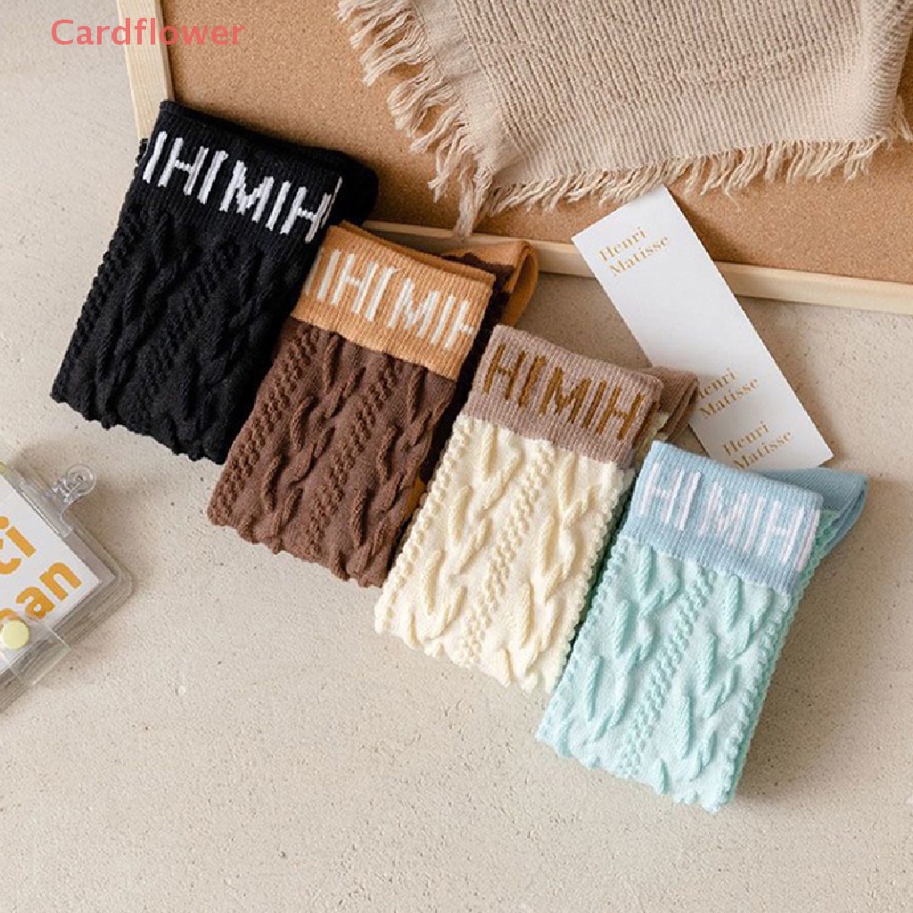 < Cardflower > Vớ Cao Ngang Bắp Chân Mỏng Thoáng Khí Họa Tiết Ba Chiều Vintage Nhật Bản Thời Trang Xuân Hè Mới