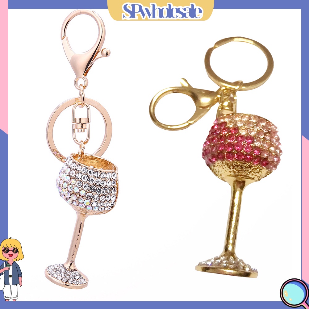 <SPwholesale> Móc Khóa Hình Ly Rượu Đính Đá Thời Trang Phong Cách
