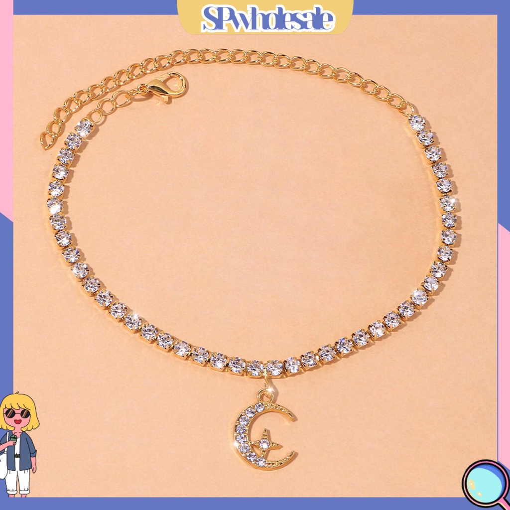 &lt;SPwholesale&gt; Lắc Chân Mở Rộng Đính Đá Hình Ngôi Sao Mặt Trăng Lấp Lánh Có Thể Điều Chỉnh Cho Nữ