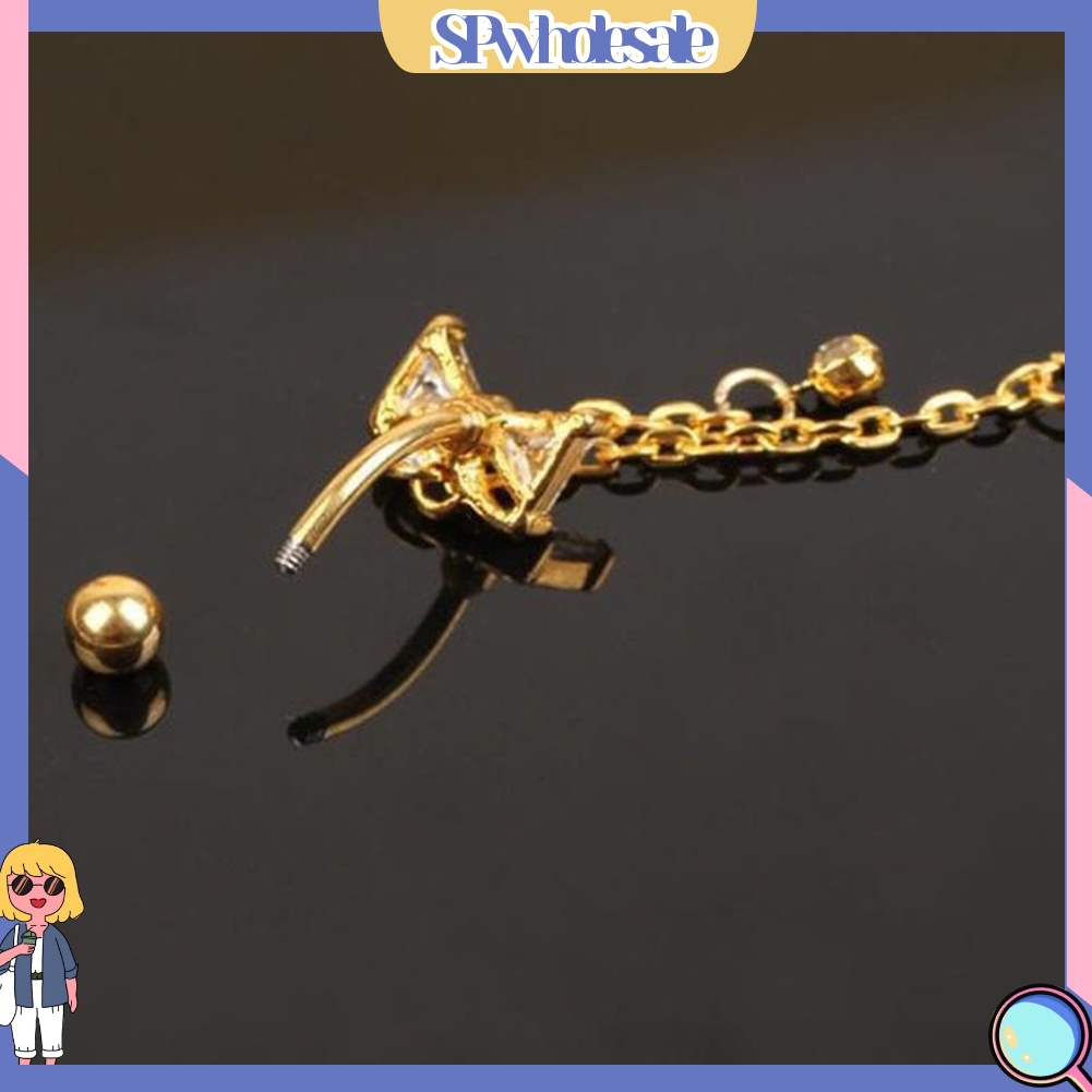 &lt;SPwholesale&gt; Khuyên Rốn Đính Đá Tua Rua Hình Nơ Cho Nữ