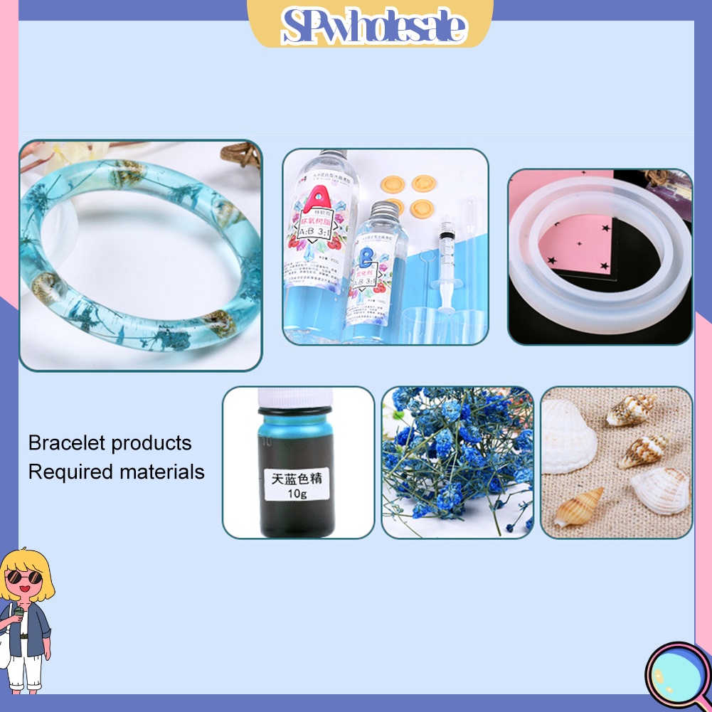 &lt;SPwholesale&gt; Bộ 2 Khuôn Nhựa AB Trong Suốt 75 / 25g 3: 1 Làm Vòng Tay Trang Sức