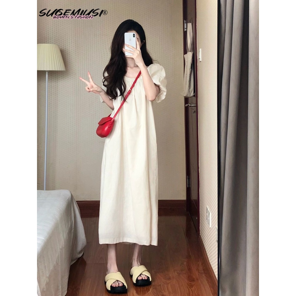 Đầm Dáng Dài Rộng Tay Phồng Thời Trang Mùa Hè Pháp Cho Nữ