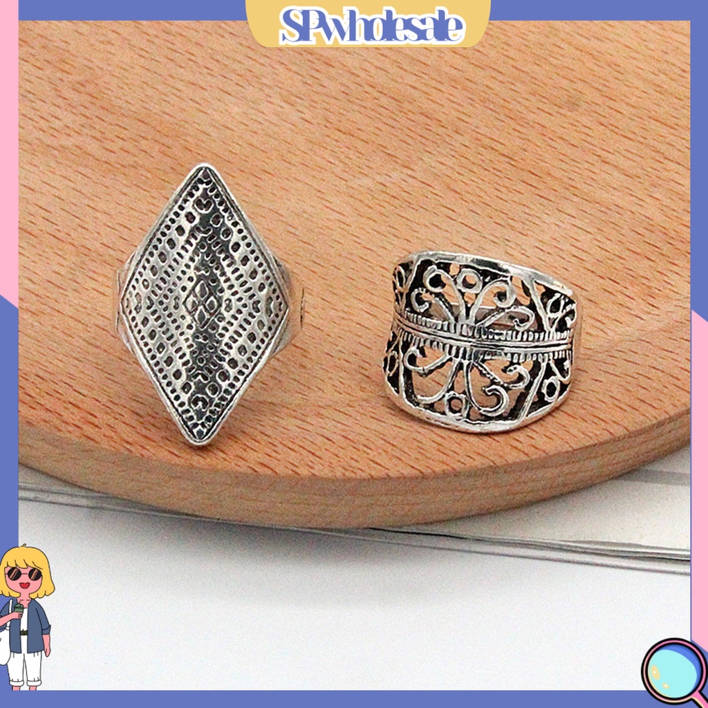 &lt;SPwholesale&gt; Set 4 Nhẫn Đeo Tay Phong Cách Bohemian Thời Trang Cho Nam Nữ