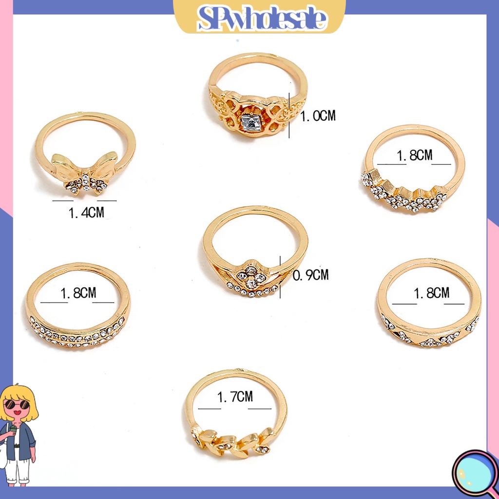 <SPwholesale> Bộ 7 Nhẫn Đeo Đốt Ngón Tay Nhiều Kiểu Dáng