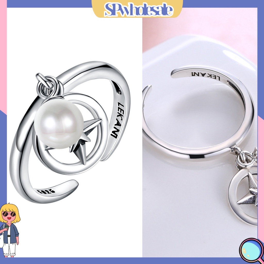 <SPwholesale> Nhẫn Cưới Bạc 925 Đính Ngọc Trai Nhân Tạo Thời Trang Dành Cho Nữ