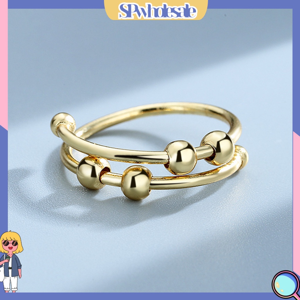 <SPwholesale> Nhẫn Hở Hạt Hình Học Bằng Hợp Kim Nhẹ Trang Trí Hạt Thời Trang Cuộc