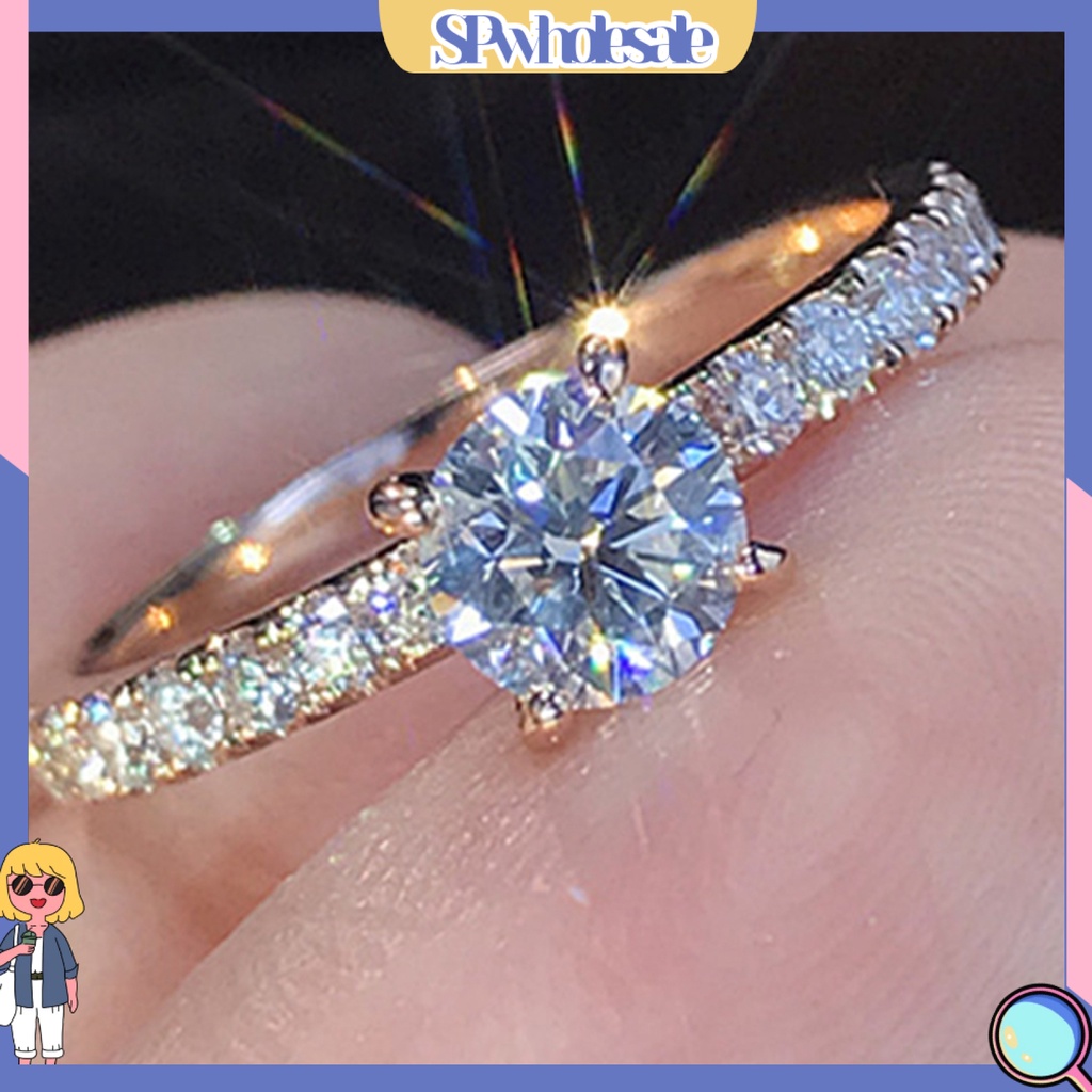 <SPwholesale> Nhẫn Đính Đá Lấp Lánh Phong Cách Cổ Điển Cho Cô Dâu