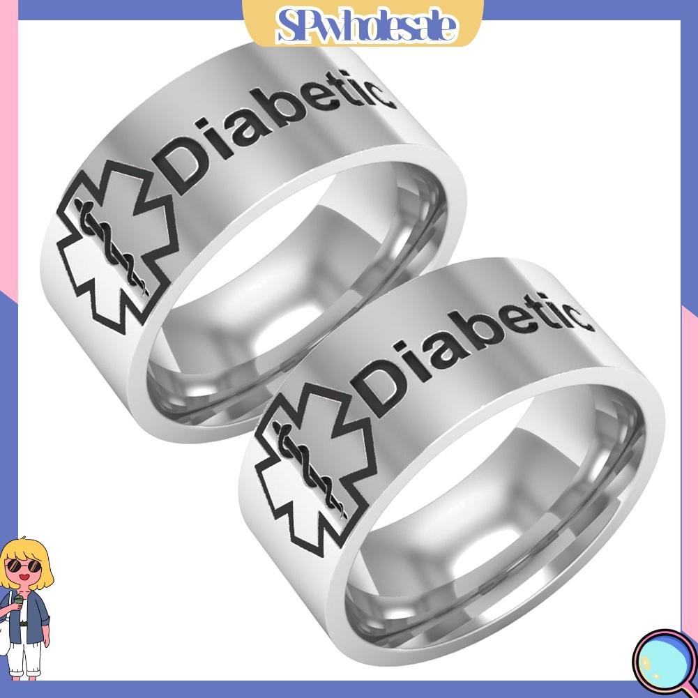 &lt;SPwholesale&gt; Nhẫn Đeo Tay Bằng Titan Khắc Chữ Diabetic Dành Cho Nam Và Nữ