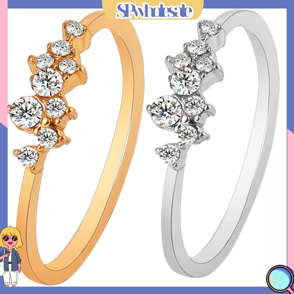 &lt;SPwholesale&gt; Nhẫn Đính Hôn Mỏng Đính Đá Đơn Giản Lãng Mạn Cho Nữ