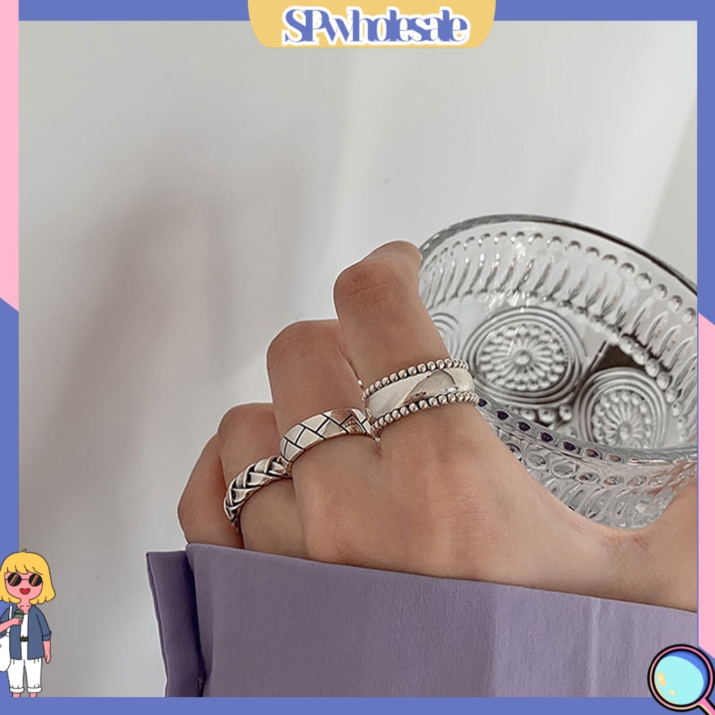 &lt;SPwholesale&gt; Nhẫn Hở Mạ Bạc Sáng Tạo Có Thể Điều Chỉnh Thời Trang Cho Nữ