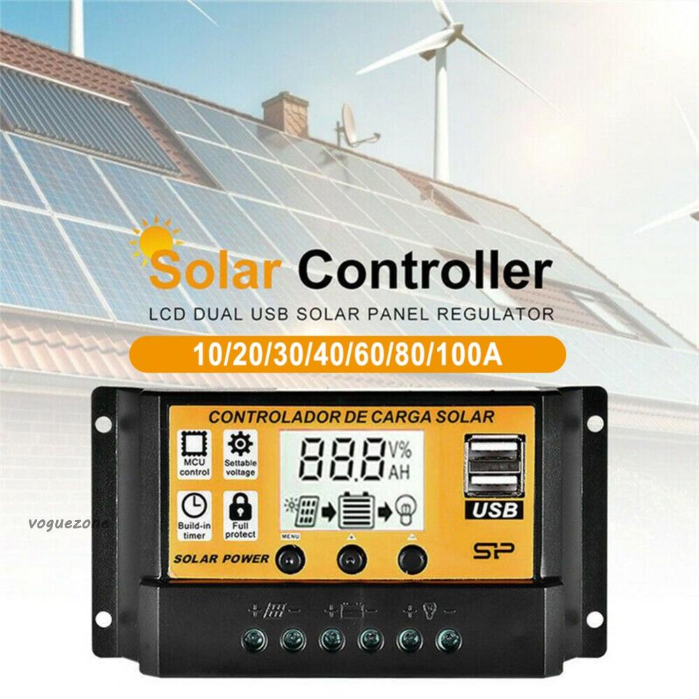 #Áo Thun In Chữ Voguezzzz#Bảng Điều Khiển Sạc Năng Lượng Mặt Trời PWM 10-100A Daul-USB Màn Hình LCD Mới