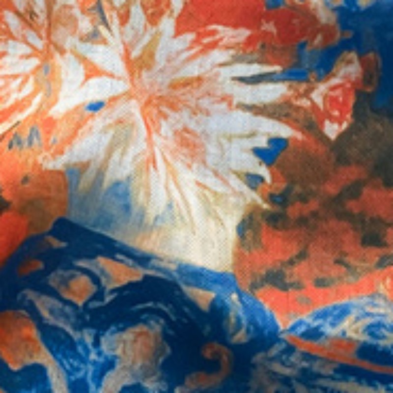 Khăn Choàng Cổ Hình Vuông Cỡ Nhỏ Vải Nhung Cotton Lanh In Họa Tiết Tranh Sơn Dầu Kiểu Retro Thời Trang Xuân Thu 65x65cm