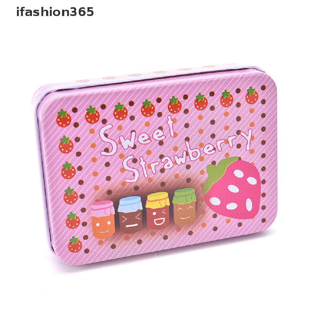 Hộp Thiếc Mini Hình Chữ Nhật In Họa Tiết Dễ Thương Đựng Đồ Thời Trang ifashion365
