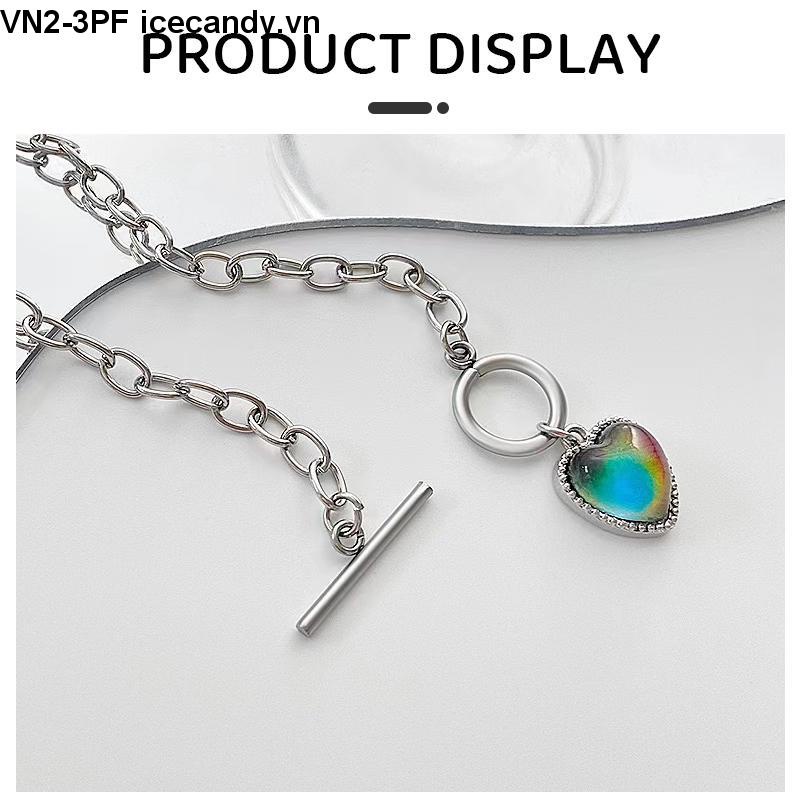 🥟ice🥟Vòng Tay Bạc Mặt Trái Tim Thay Đổi Màu Sắc Theo Nhiệt Độ Thiết Kế Tinh Tế Thời Trang Cho Nữ