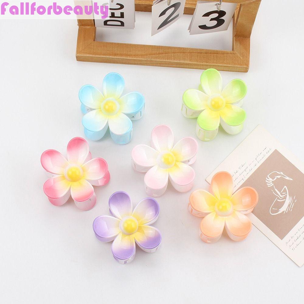 Kẹp Tóc Đuôi Ngựa Bằng Nhựa Hình Hoa Màu Gradient Phong Cách Hàn Quốc Cho Nữ