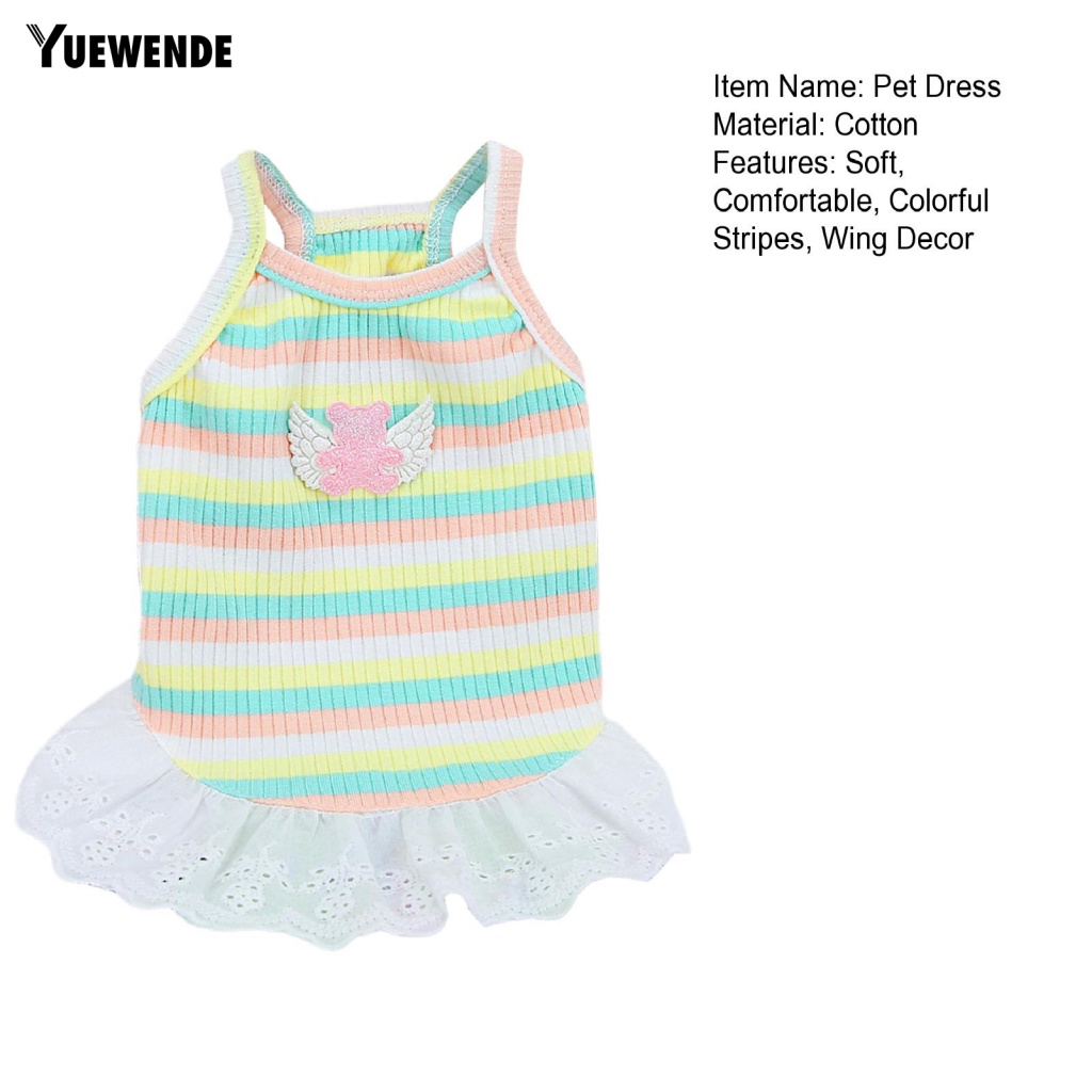 Yue.z Đầm Công Chúa Họa Tiết Kẻ Sọc Nhiều Màu Sắc Mỏng Thời Trang Mùa Hè Dành Cho Cún Cưng