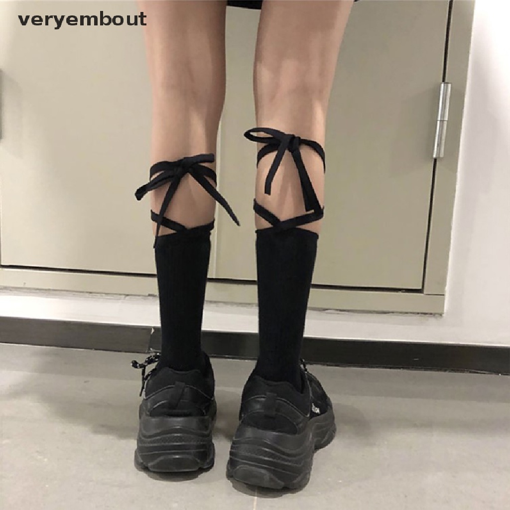 Vớ Ống Cao Ngang Bắp Chân In Chữ Màu Trắng Đen Phong Cách Lolita Nhật Bản Harajuku Gợi Cảm Mùa Hè Cho Nữ Sinh