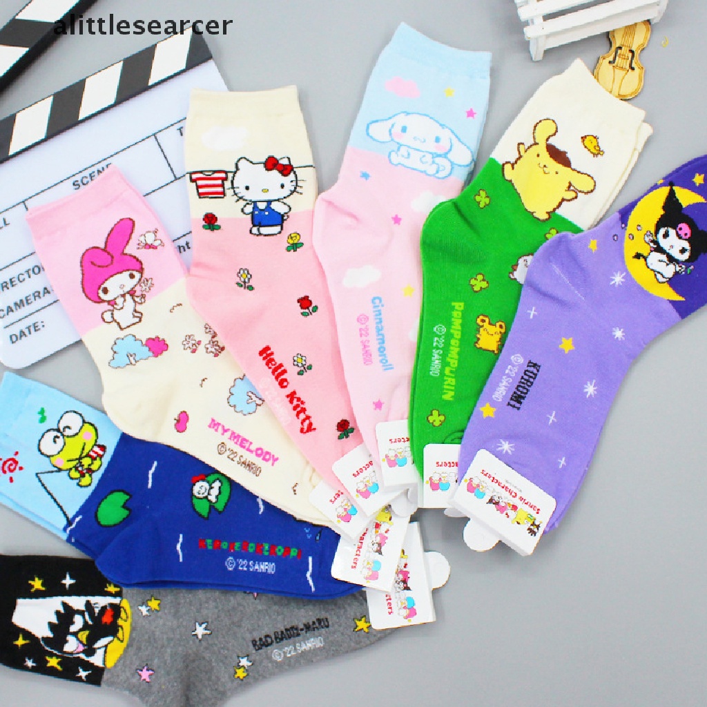 Vớ Cotton Họa Tiết Hoạt Hình Hello Kitty Kuromi Melody Cinnamoroll Dễ Thương Phù Hợp Làm Quà Sinh Nhật