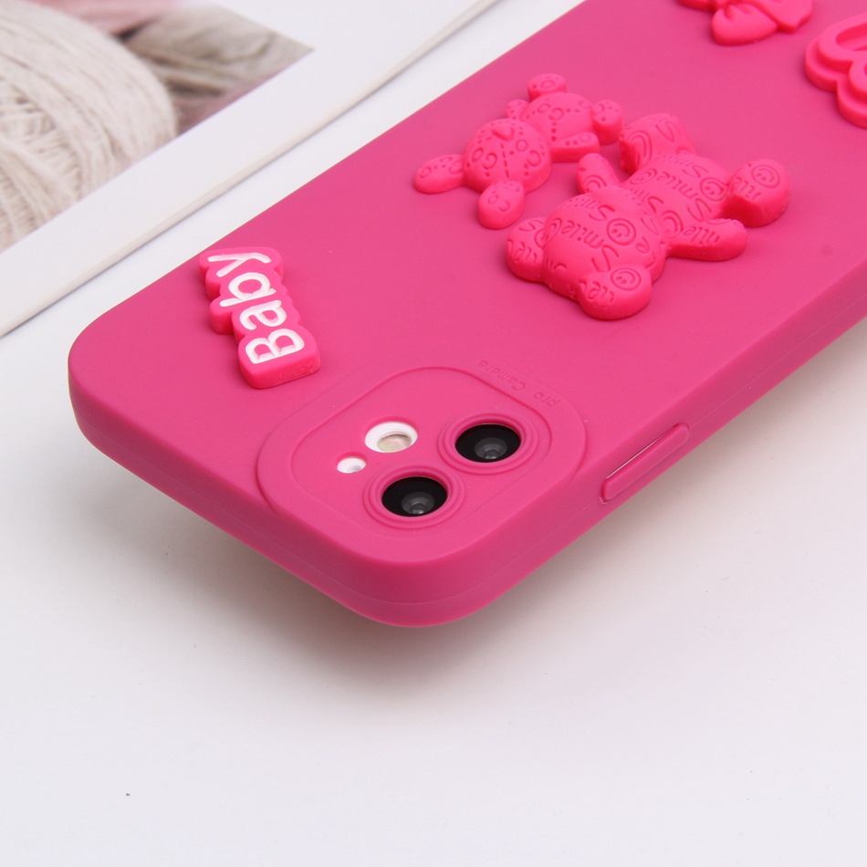Ốp Điện Thoại Silicon Hình Gấu 3D Cho iPhone 11 12 13 14 Pro MAX Plus Mini X XR XS MAX 6 S 7 8 Plus SE 2020 11Pro 12pro 13Pro