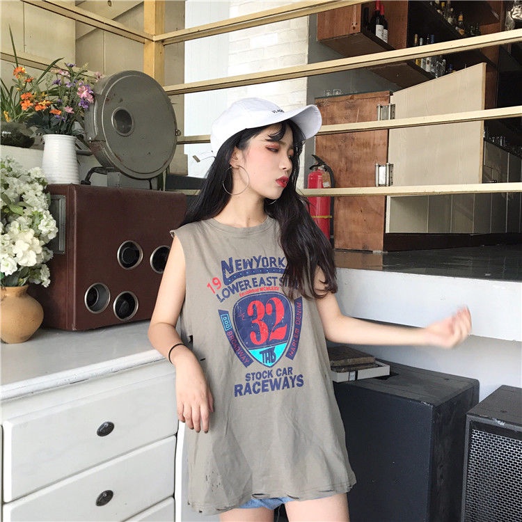 IELGY    Áo Thun Lửng Không Tay Thời Trang Dành Cho Nữ