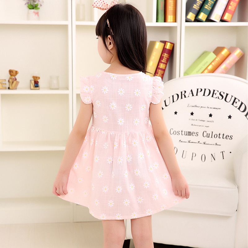 Đầm cotton In Hoa Thời Trang Mùa Hè Hàn Quốc Cho Bé Gái AKKU