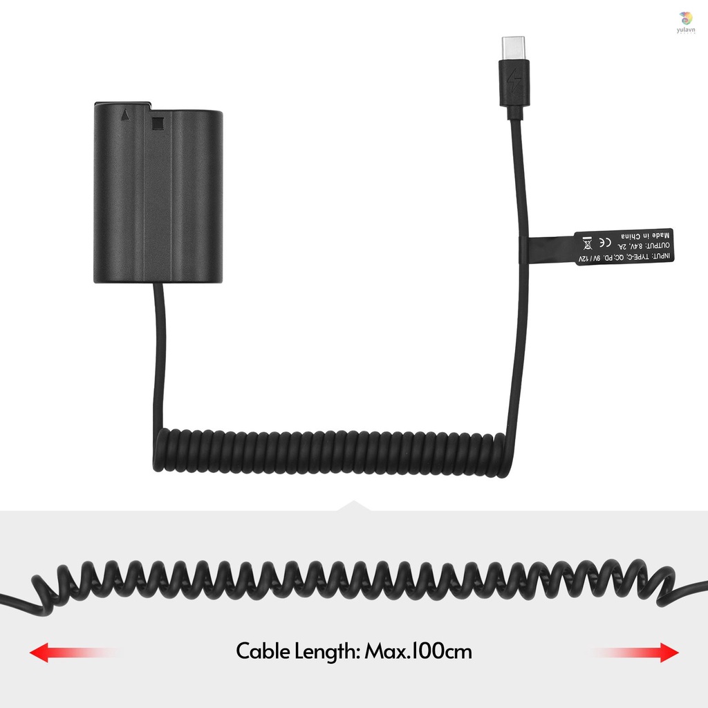 Đầu Nối Chuyển Đổi Pin Andoer EN-EL15 USB-C MH-25 Với Cáp Nguồn USB Type-C Cho Z7 Z6 D800 D850 D810 D7200 D7100 D7500