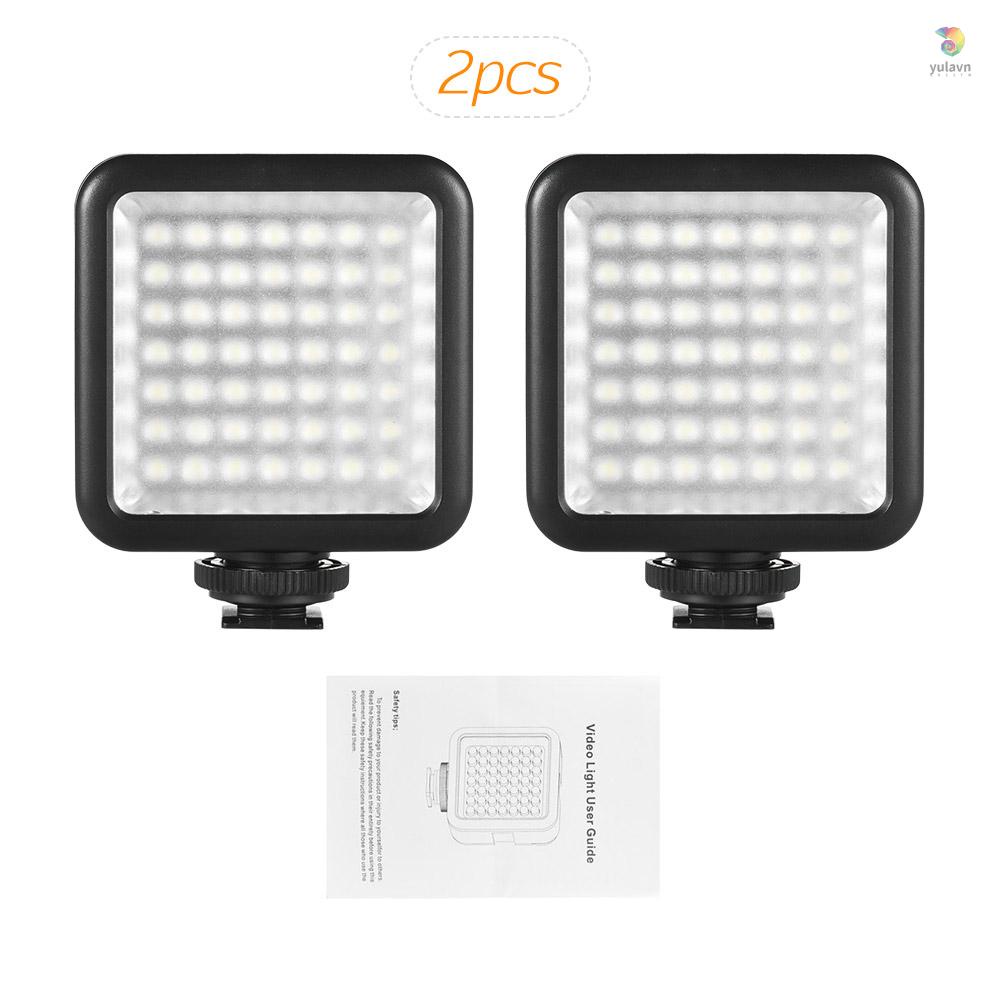 Bộ 2 Bảng Đèn LED Mini Andoer W49 Có Thể Điều Chỉnh Độ Sáng Với Bộ Chuyển Đổi Gắn Đế Giày Cho Máy Quay Phim A7 DSLR
