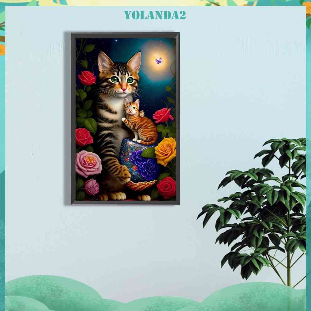 Tranh Đính Đá Kim Cương Toàn Bộ 5D DIY Hình Vẽ Mèo Trang Trí Nhà Cửa