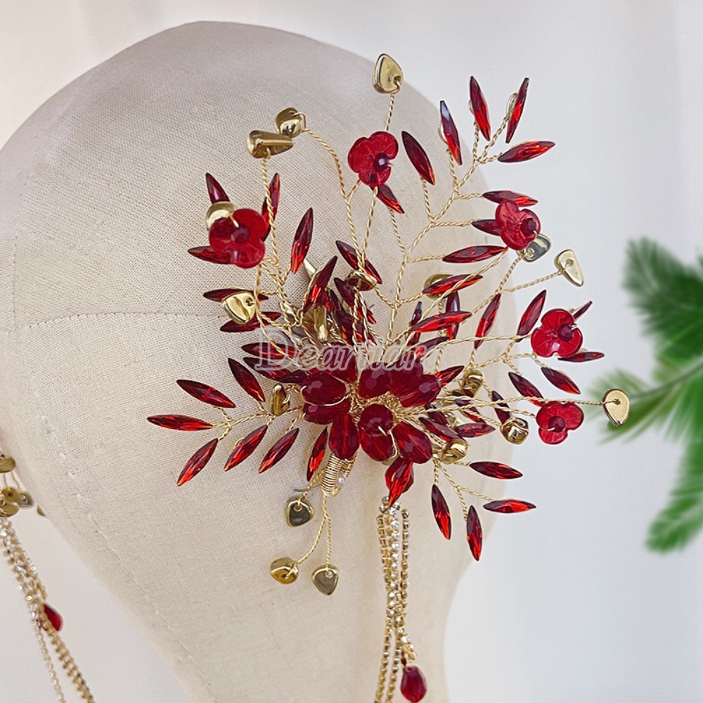 Bộ Khuyên Tai Và Dây Xích Đính Đá Sang Trọng Cho Cô Dâu