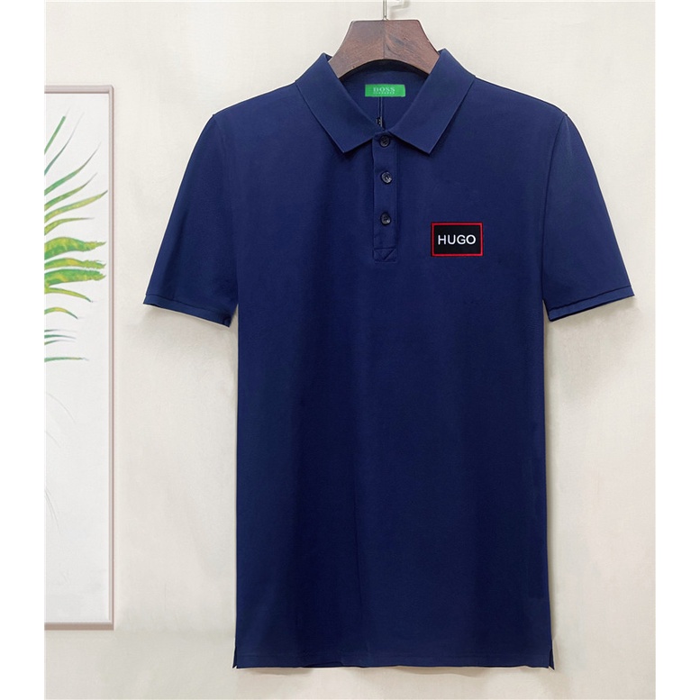 B0ss Nam polo Sơ Mi cotton Thêu Hình monogram Mới Size S-4XL