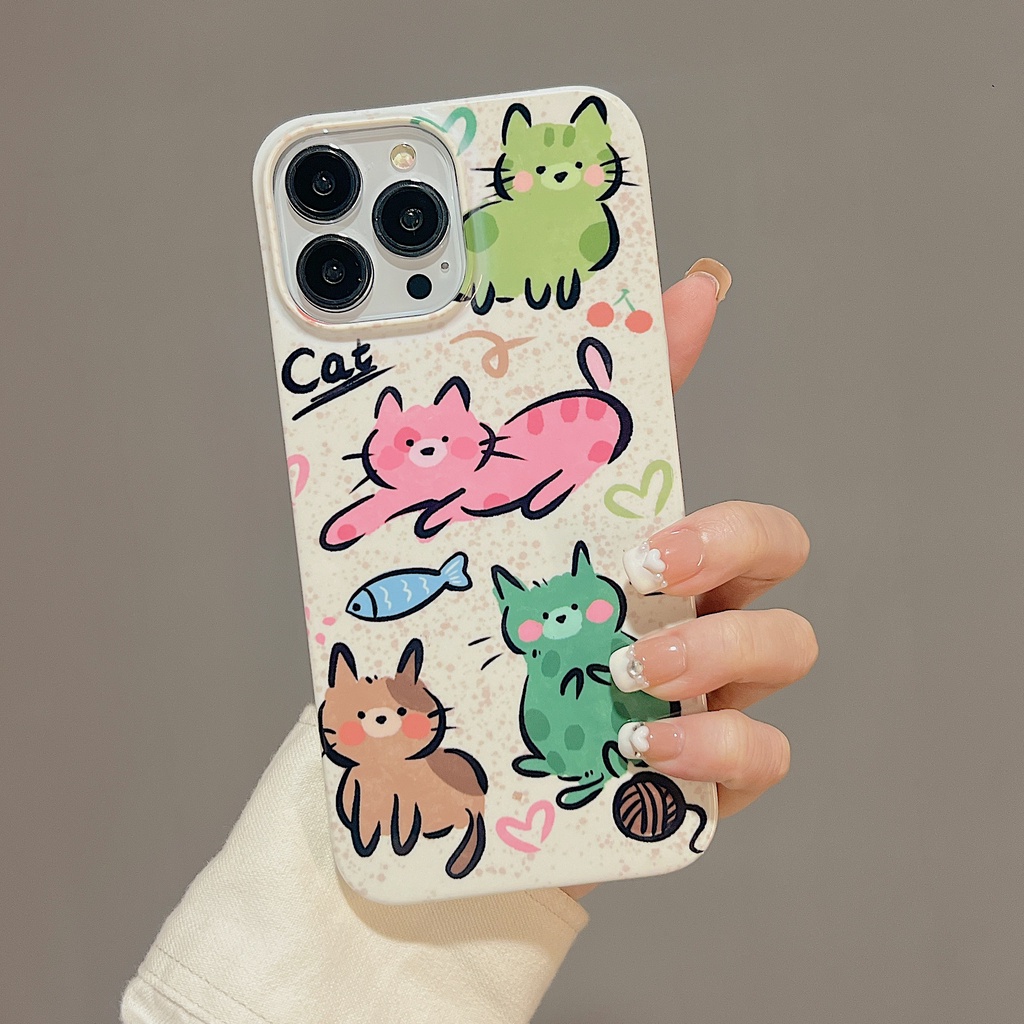 Ốp Điện Thoại PC Cứng Họa Tiết Hoạt Hình Graffiti Bảo Vệ Toàn Diện Cho iPhone 14 13 Pro Max 11 12