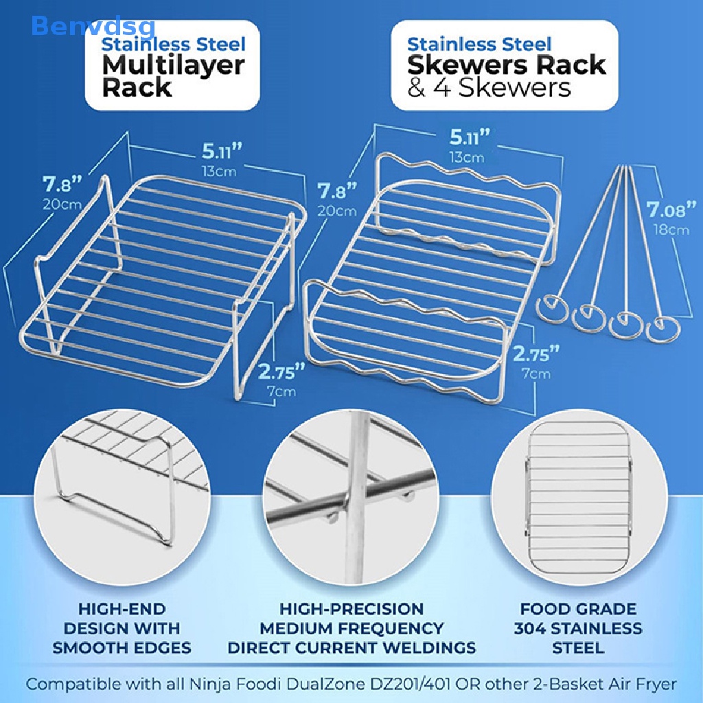 1 Vỉ Nướng Hai Tầng Hình Chữ Nhật Bằng Thép Không Gỉ