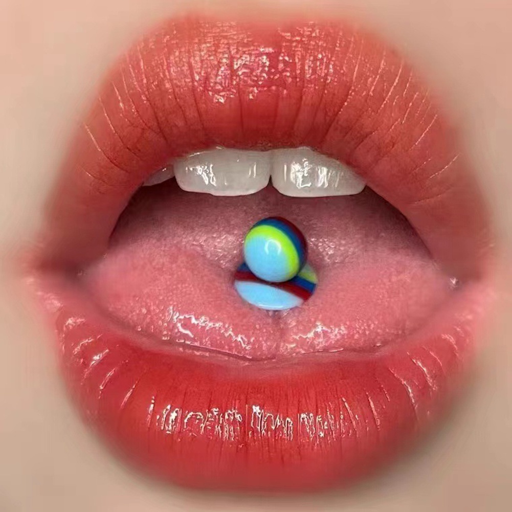 1 Bộ Khuyên Xỏ Lưỡi / Môi / Cơ Thể Bằng Acrylic Nhiều Màu Sắc Có Thể Tháo Rời