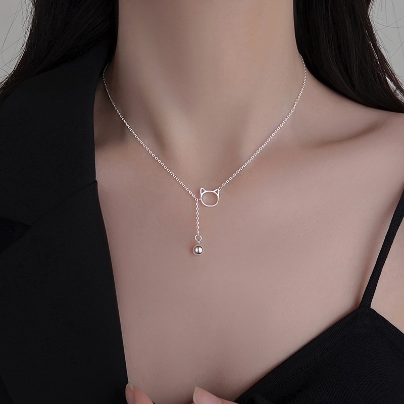 Vòng cổ Bạc 925 Mặt Hình Mèo Dễ Thương Thời Trang Mùa Hè Cho Nữ