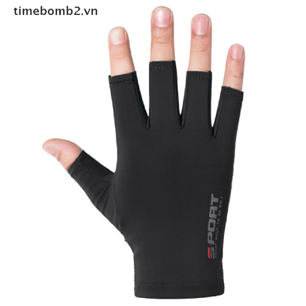 { # Găng Tay Nửa Ngón Vải Lụa Lạnh Thoáng Khí Chống Trầy Xước Có Thể Sử Dụng Màn Hình Cảm Ứng