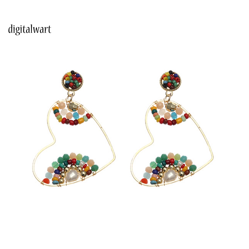 Kỹ Thuật Số| Khuyên Tai Trái Tim Đính Hạt Thời Trang Nữ Tính